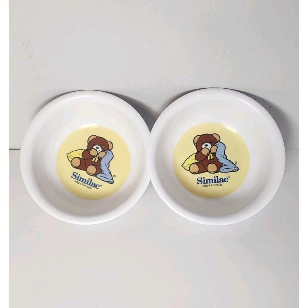 2 Vintage Similac Infant Formula Plastic White Cereal Breakfast Bowls
